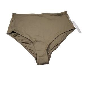 Everlane ReNew Women's The High Rise Hipster Swim Bottom Size Large Olive Green